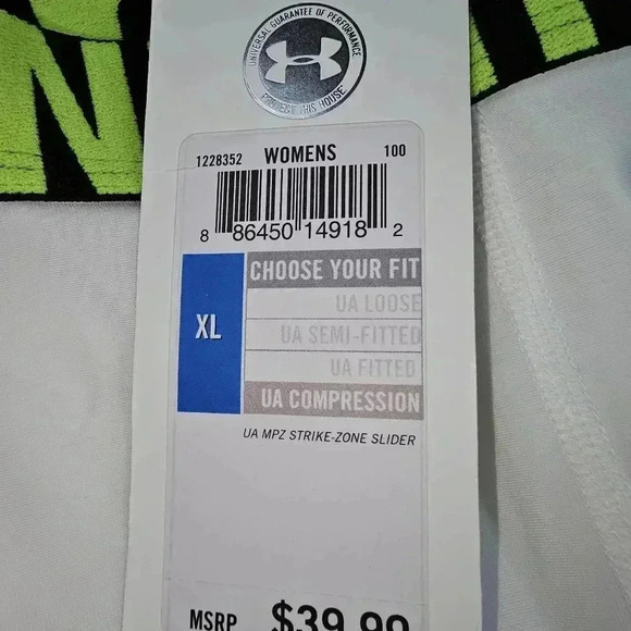 UNDER ARMOUR MPZ1 UA Strike-zone Slider shorts women's white #1228352 XL - Picture 8 of 10